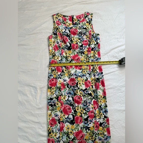 Talbots Size 12 Sleeveless Sheath Dress – Bold Floral Print, Cotton Blend - Picture 10 of 11